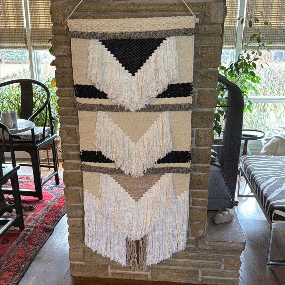 Safavieh Cream, Black, Brown Geometric Tapestry Wall Decor New
